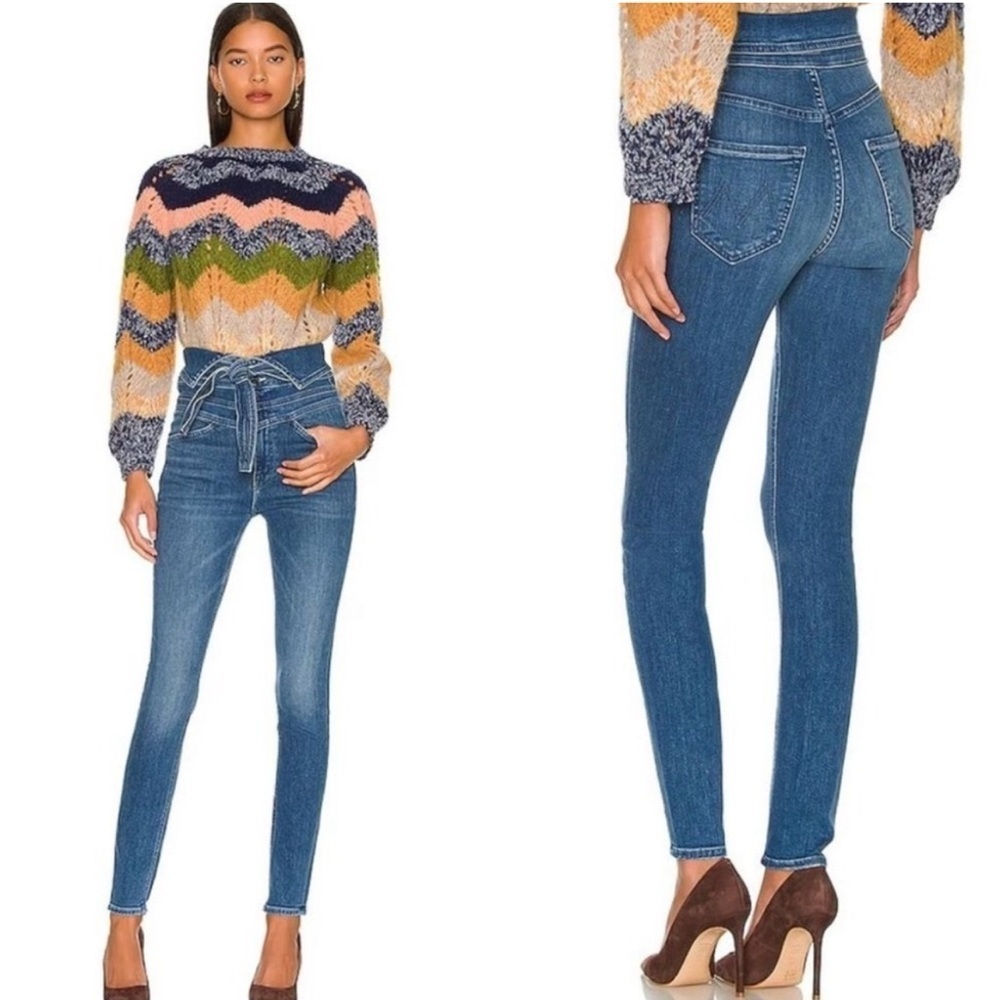 MOTHER Triple Stack Looker Wish On A Star Skinny High Rise Paperbag Jeans Sz 30